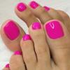 Artquee Hot Pink Fake Toenails Glossy Press on Toe Nails Short Square Shaped Toenail Cute Artificial Toes Nail Art False Tips for Women in 14 Sizes - 28Pcs Kit view 1