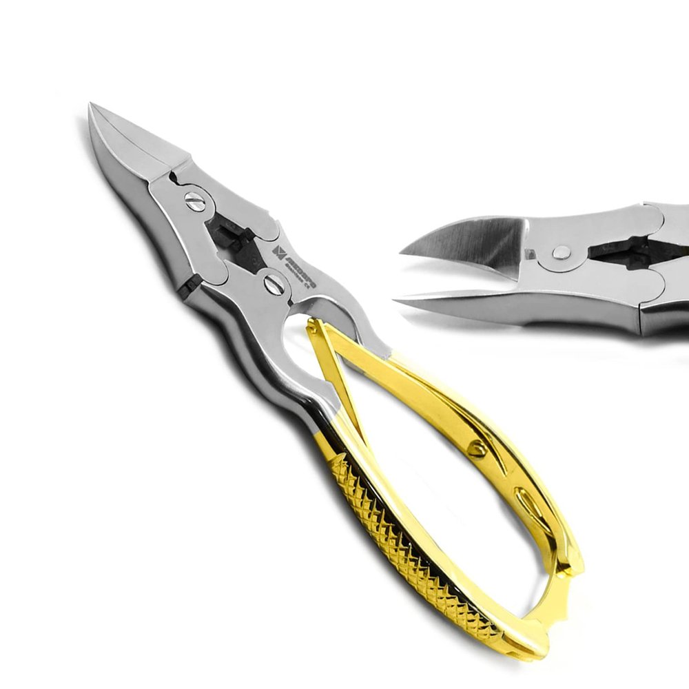 MEDSPO Professional Ingrown Toe Nail Cutters Clippers Pliers | Side Cutters Straight Curved | Beauty Gauges | Cuticle Pushers Skin Knife (Cantilever Cutter Gold)