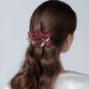 Mistofu 3.93Inch DIY Copper Wire Metal Hand-woven High-level design Barrettes Elegant Hair Accessories, Gifts for Women Girls (Red gradient double flower) view 2