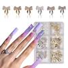 MEILINDS 30PCS Nail Charms 3D Bow Nail Charms Rhinestones for Nails Gold Sliver Nail Gem and Rhinestone Pearl Bowknot Charms for Nail Design Nail Art DIY Crafts Decoration(6 Styles) view 2