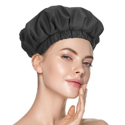 Luxury Shower Cap for Women, Waterproof Reusable Shower Caps Double Layers Microfiber Terry Lined with Dry Hair Function, Extra Large for Long Hair, Adjustable for Most Heads Size