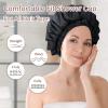 Luxury Shower Cap for Women, Waterproof Reusable Shower Caps Double Layers Microfiber Terry Lined with Dry Hair Function, Extra Large for Long Hair, Adjustable for Most Heads Size view 3