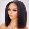 180% Density Kinky Straight Bob Wigs Human Hair For Black Women 13x4 HD Transparent Lace Front Wig Pre Plucked Brazilian Remy Hair Yaki Straight Wig Human Hair Glueless Natural Hairline Short Bob Wig 150% Density 12Inch view 1
