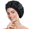 Luxury Shower Cap for Women, Waterproof Reusable Shower Caps Double Layers Microfiber Terry Lined with Dry Hair Function, Extra Large for Long Hair, Adjustable for Most Heads Size view 2