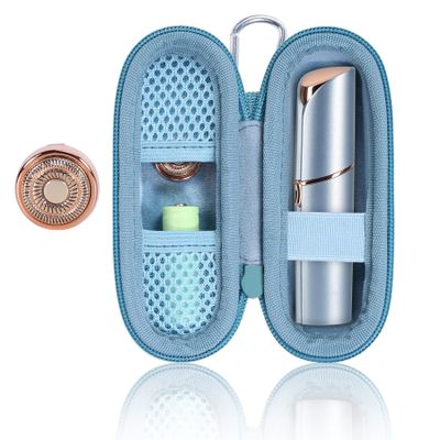 co2CREA Hard Case and Replacement Head Compatible with Finishing Touch Flawless Facial Hair Remover Electric Face Razor Women (Parisian Blue Case + Replacement Head)