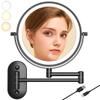 8Wall Mounted Makeup Mirror With Lights, 10x Magnifying Mirror Wall Mount for Vanity, Bathroom and Shaving, Rechargeable Wall Mounted Makeup Mirror Swing Arm with Adjustable Brightness (Black-10X) view 1