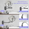 8Wall Mounted Makeup Mirror With Lights, 10x Magnifying Mirror Wall Mount for Vanity, Bathroom and Shaving, Rechargeable Wall Mounted Makeup Mirror Swing Arm with Adjustable Brightness (Black-10X) view 2