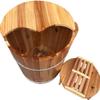 Foot Bath Spa Pedicure Basin 40cm Height Foot Bath Barrel Wooden Bucket Foot Barrels Massage Beads Foot Tub Wooden Barrels Bucket Feet With Lid For Muscle Pain Fatigue Relief Wooden Foot Spa Basin Mas view 1