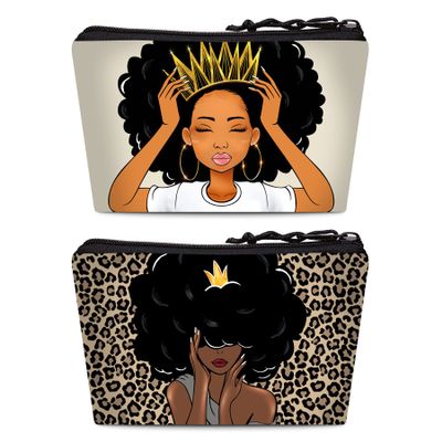 BDAWQUG Black Women Afro Melanin Art Makeup Bag Travel Cosmetic Pouch 2 Pieces Waterproof Toiletry Bag Accessories Organizer for Women