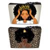 BDAWQUG Black Women Afro Melanin Art Makeup Bag Travel Cosmetic Pouch 2 Pieces Waterproof Toiletry Bag Accessories Organizer for Women view 1