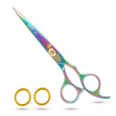 Nixcer Hair Cutting Scissors -Sharp Razor Edge Blade Hair Shears Series - 6.5" With Fine Adjustment  Stainless Steel Hair Scissors Professional For Men, Women & Babies (Rainbow)