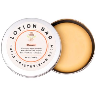ECO ROOTS Eco Lotion Bar for Dry Skin  Natural Solid Moisturizer with Candelilla Wax & Coconut Scent, Travel-Friendly, Zero Waste, Long-Lasting Hydration