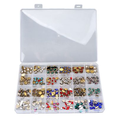 Vomeko nail art supplies 24 grid rhinestones for DIY nail art decoration, perfect nail art accessories for home and salon use G ems and stones for nail art.