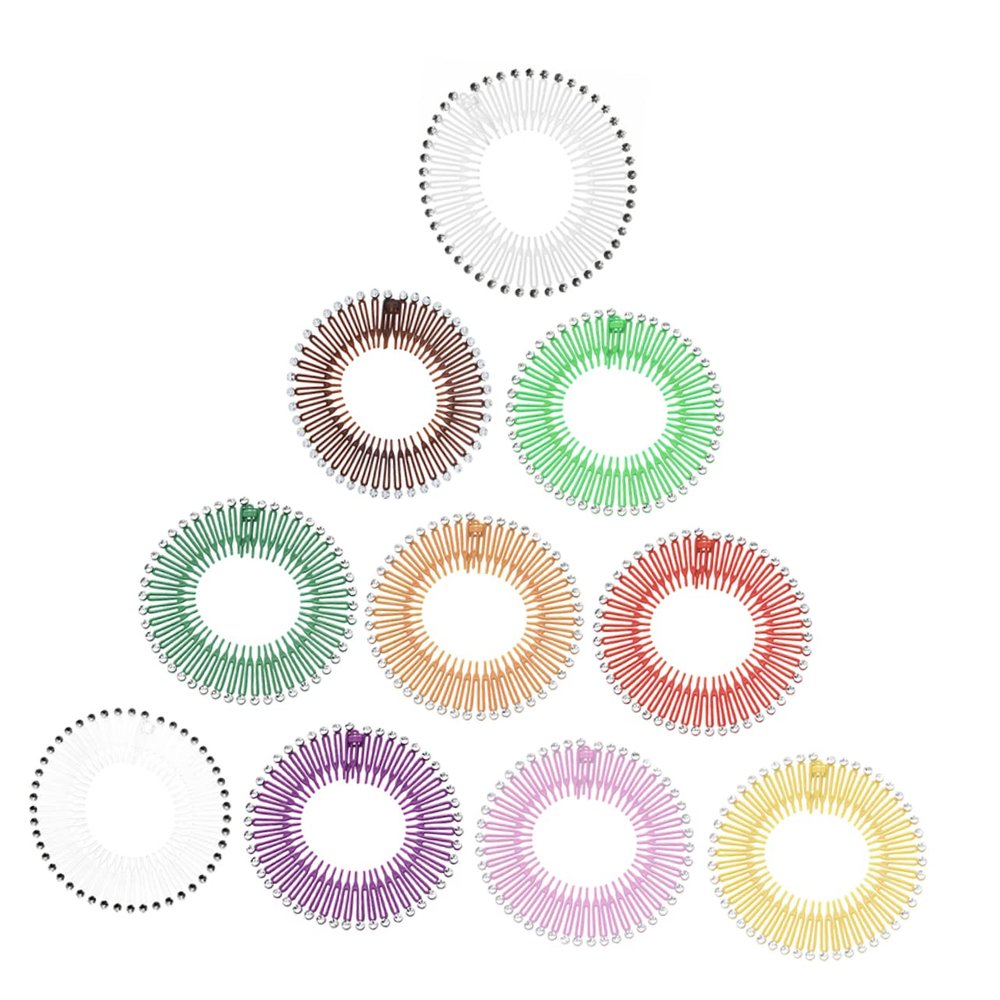 Beavorty 13pcs Hair Accessories for Women Colorful Diamond Combs Stretchy Hairband for Curly Hair