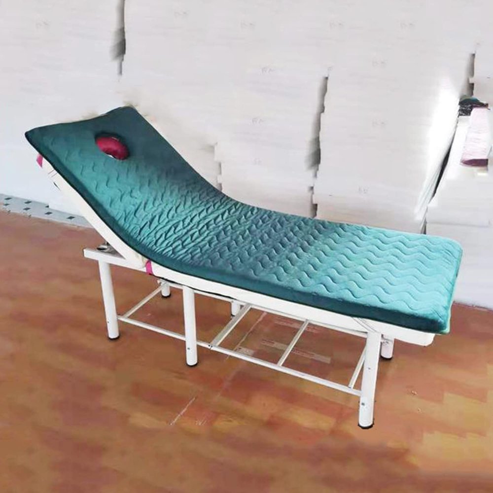 2 Inch Memory Foam Lash Bed Mattress Topper,Beauty Salon/Massage/Spa Table Pad with Elastic Bands,Square/Round/Trapezoidal Head Lash Bed Cushion with Breathing Hole,Green s,80x190cm
