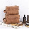OXA Leather Toiletry Bag for Men | Grain Leather | Travel Organizer Dopp Kit | Shaving & Grooming Kit | Boyfriend & Father Gift | Medium (4x4x8 inch) | - Milk view 2