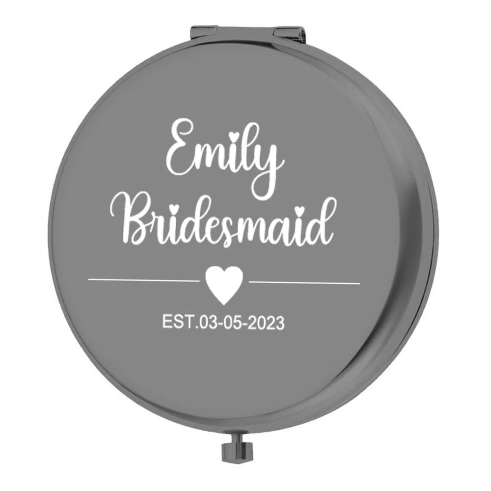 Hobkro Free Engraving Birth Flower Mirror Compact, Compact Cosmetic Mirror, Personalized Compact Mirror, Travel Size Mirror, Bridesmaid Gifts