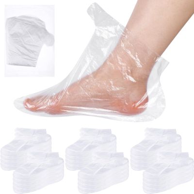 Dansib 1500 Pcs Disposable Plastic Foot Covers for Feet Paraffin Bath Liners for Foot Pedicure Moisturizing Socks Spa Feet Care Hot Wax Therapy Booties Bags Covers with Stickers for Snug Closure