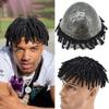Afro Kinky Curly Toupee for Black Men Hairpiece Replacement System Afro Kinky Twist Crochet Braids Black Mens Toupee Full Durable Injected Poly Skin Black Men Hair System Mens Hair Unit 6" (6MM AFRO WAVE, #1B OFF BLACK) view 1