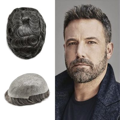 Toupee For Men Real Human Hair Ultra Thin Skin Hair System Replacement For Men 0.04mm V-loop Mens Hair Prosthesis Units Hair Pieces For Men(8x10''-90% light density, 20# LIGHT ASH BLONDE)