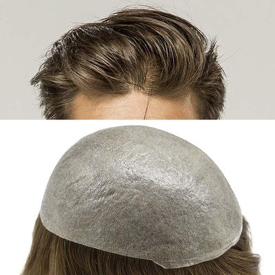 Toupee For Men Real Human Hair Ultra Thin Skin Hair System Replacement For Men 0.04mm V-loop Mens Hair Prosthesis Units Hair Pieces For Men(8x10''-90% light density, 20# LIGHT ASH BLONDE)