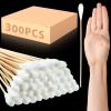Zhehao 300 Pcs 8 Inch Large Cotton Swabs with Bamboo Handle Oversized Extra Long Cotton Tipped Applicators with Large 1/2" Diameter Ear Swabs for Wound Cleaning, Makeup view 1