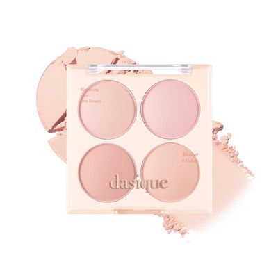 Dasique Blending Mood Cheek #09 Almond Vanilla | 4 Blendable Shades in Lightweight Smooth Powder | Vegan | Blush