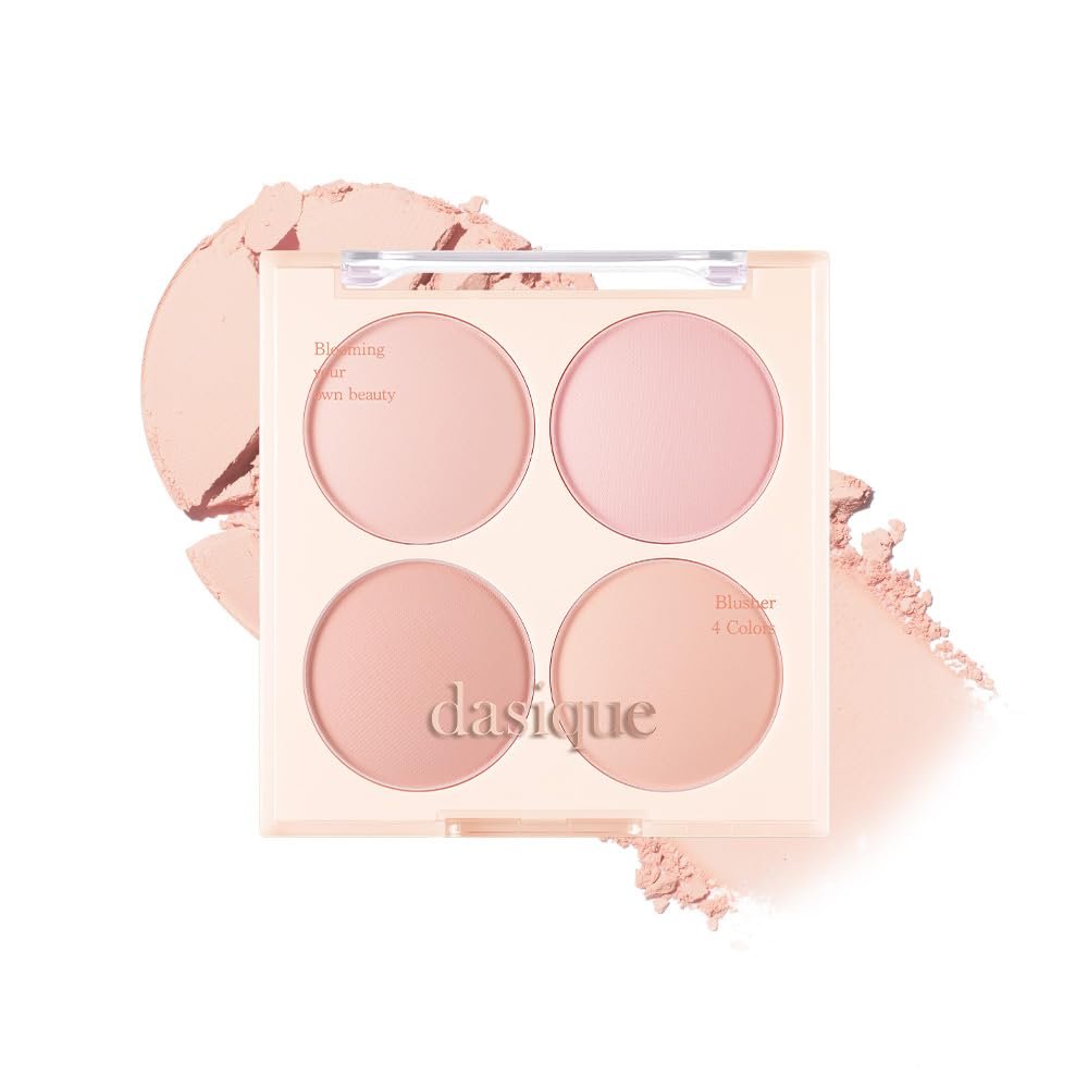 Dasique Blending Mood Cheek #09 Almond Vanilla | 4 Blendable Shades in Lightweight Smooth Powder | Vegan | Blush