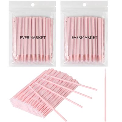 EVERMARKET Micro Swabs for Eyelash Extensions, 200 Pcs Disposable Micro Applicators Brush for Makeup 2mm Microswabs for Lash Supplies and Personal Care, Pink
