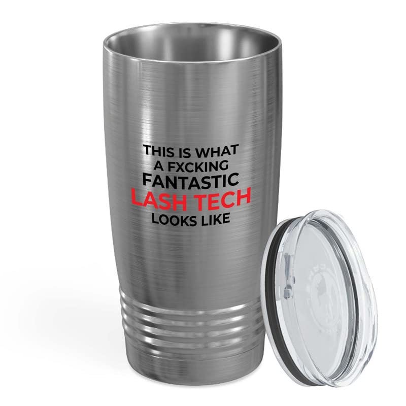 Flairy Land Appreciation Stainless Edition Ringneck Tumbler 20oz - Funtastick Lash Tech Looks - Funny Work Promotion Gift Lash Tech Girly Mascara Eyelashes Makeup Lover Esthetician