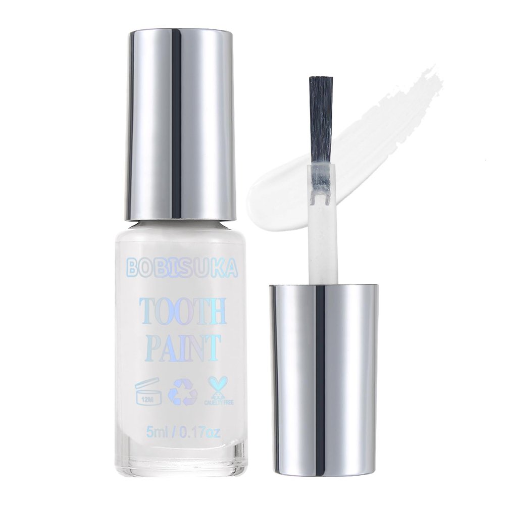 BOBISUKA White Tooth Paint, Instant Bright White Vampiric Tooth Costume - No Streak, Safe, Long Last Tooth Makeup FX Paint, Perfect for Cosplay, Halloween Makeup, Theater, and Special Effects (5 ml)