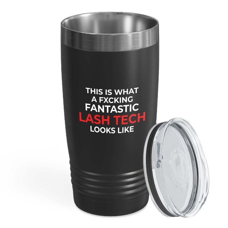 Flairy Land Appreciation Black Edition Ringneck Tumbler 20oz - Funtastick Lash Tech Looks - Funny Work Promotion Gift Lash Tech Girly Mascara Eyelashes Makeup Lover Esthetician