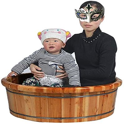 Scpantkend Foot Spas for Home Use Adult Bidet tub, Children's Wooden Bath tub, Baby Bath tub, Thickened Foot Bath Barrel, high 9.8in Portable Foot Bath Bowl Foot Bath Barrel