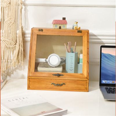 Wooden Makeup Storage Organizer, Cosmetic Makeup Dustproof cabinet, Vanity Display Case for Skincare Perfume Beauty, 1 Drawer Trays