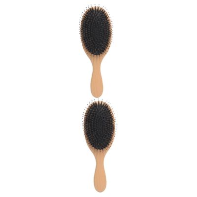 FOMIYES 2pcs Boar Bristle Hair Brush Portable Hair Comb Reduces Frizz Lightweight Design for Travel for Women and Men