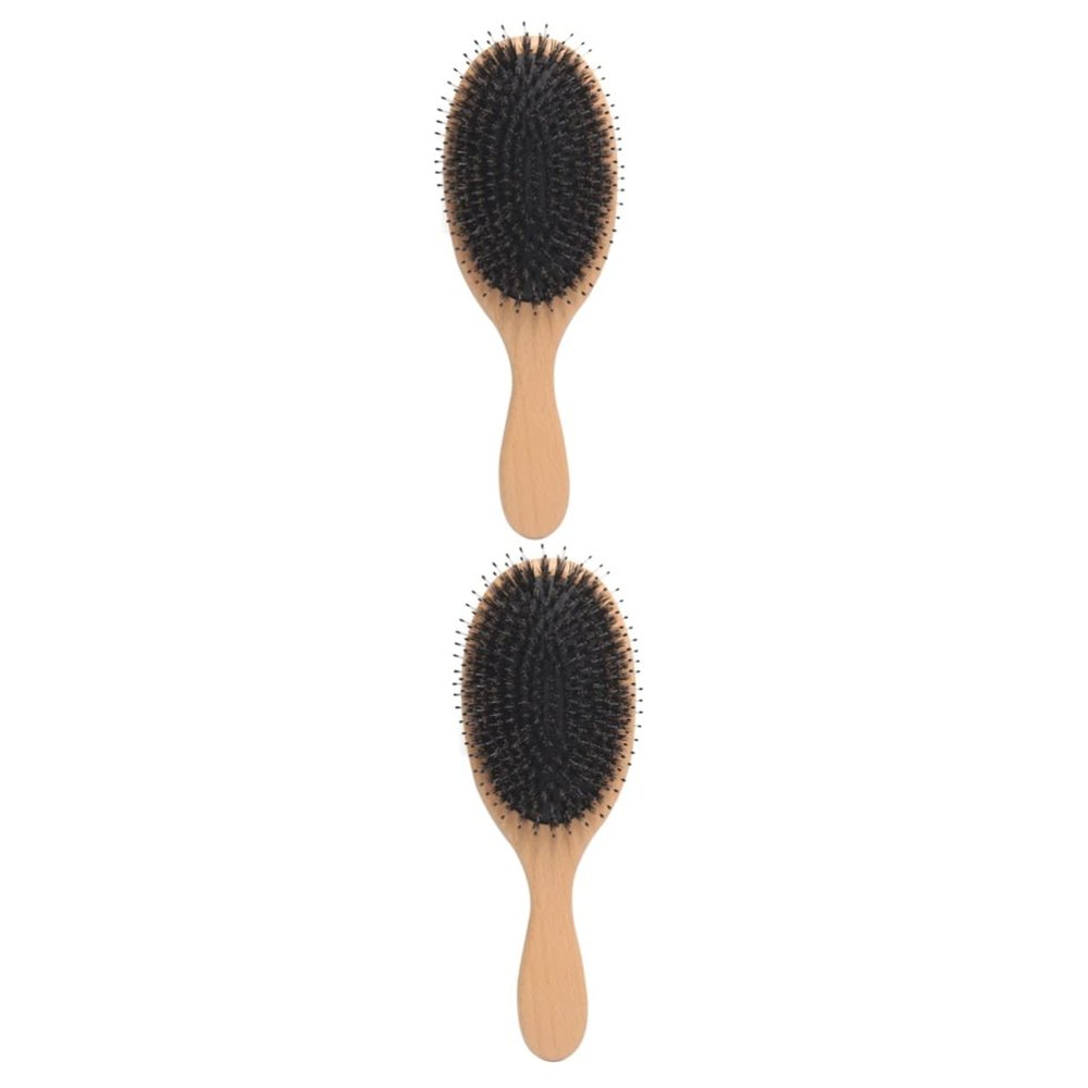 FOMIYES 2pcs Boar Bristle Hair Brush Portable Hair Comb Reduces Frizz Lightweight Design for Travel for Women and Men