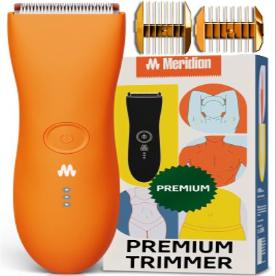 MERIDIAN The Trimmer Premium - Body Hair Trimmer & Electric Shaver for Men and Women for Pubic Hair, Chest, Legs & Bikini Line, Waterproof & Rechargeable, Blaze