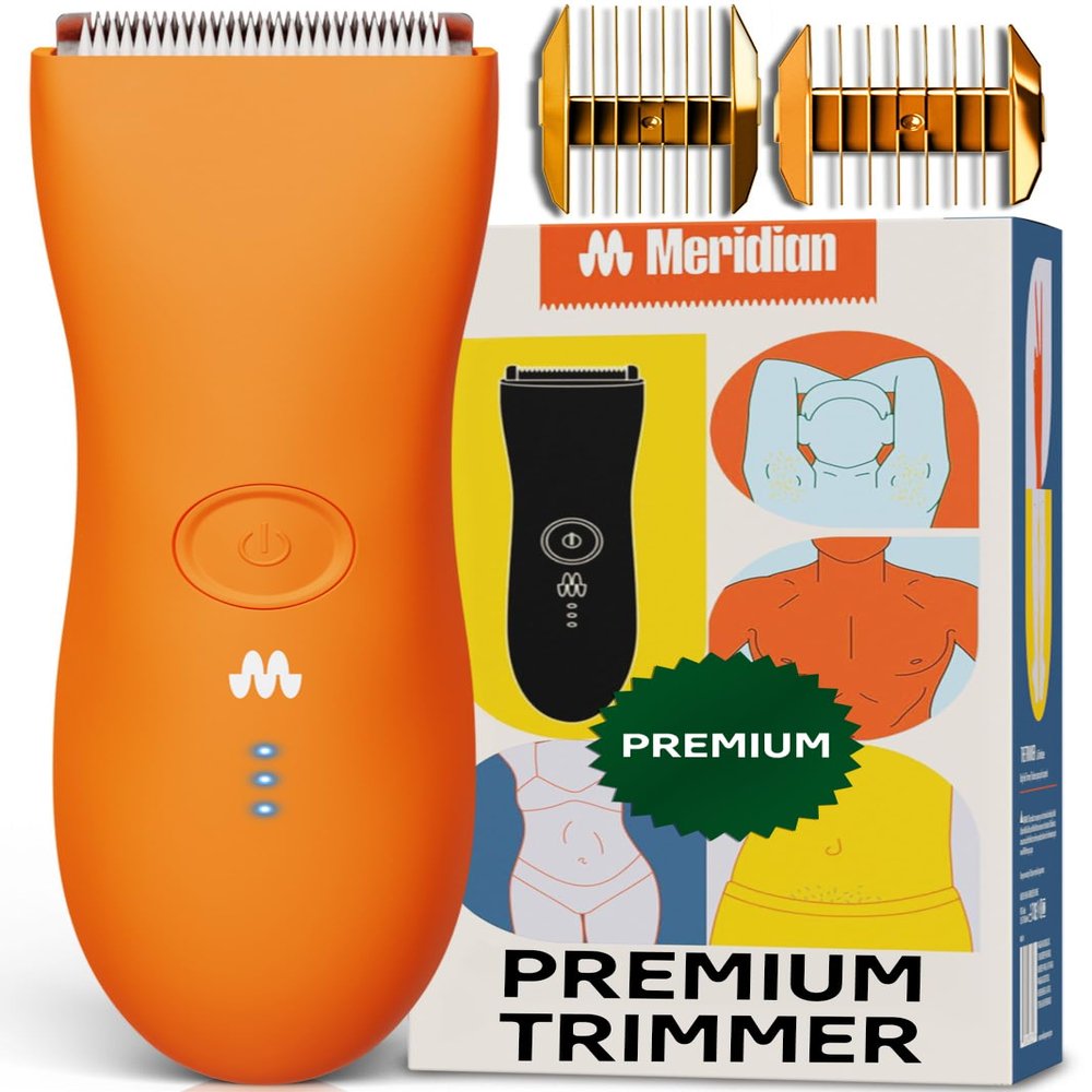 MERIDIAN The Trimmer Premium - Body Hair Trimmer & Electric Shaver for Men and Women for Pubic Hair, Chest, Legs & Bikini Line, Waterproof & Rechargeable, Blaze