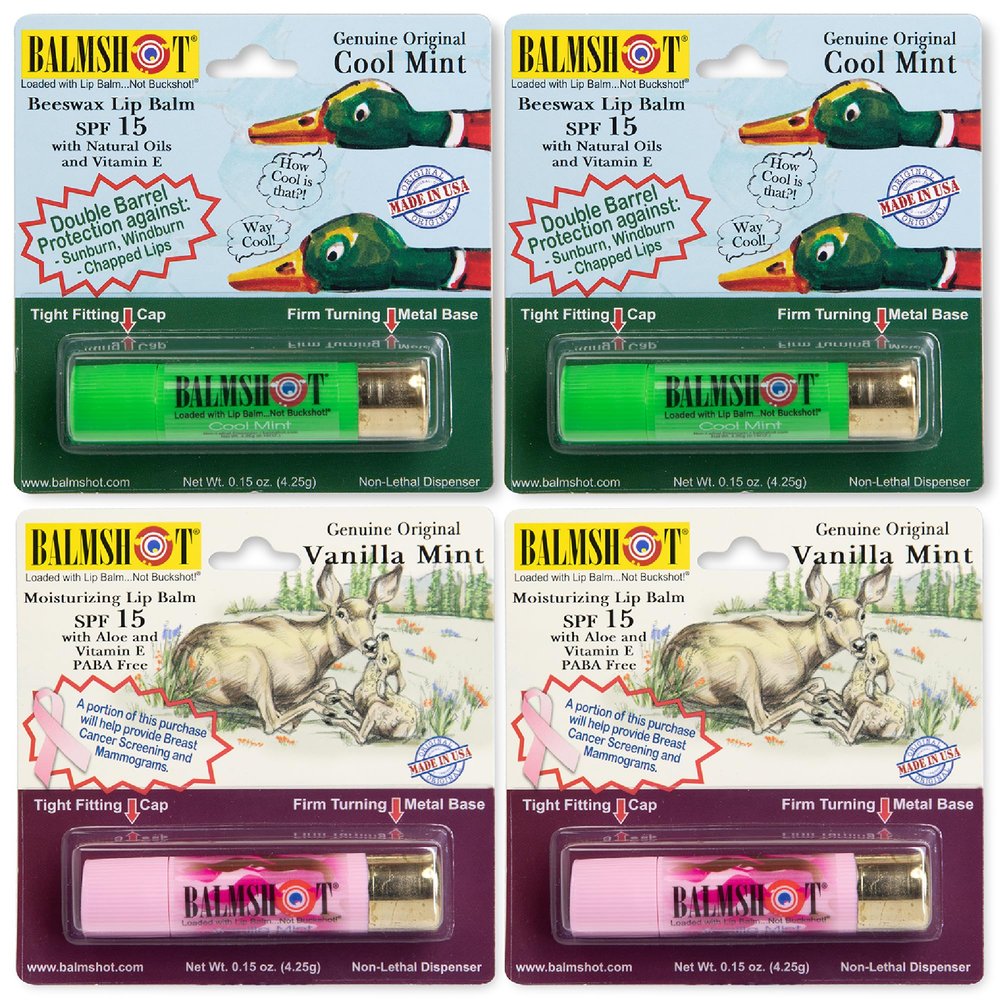BALMSHOT Lip Balm 4 Pack (Minty Combo Variety Pack)
