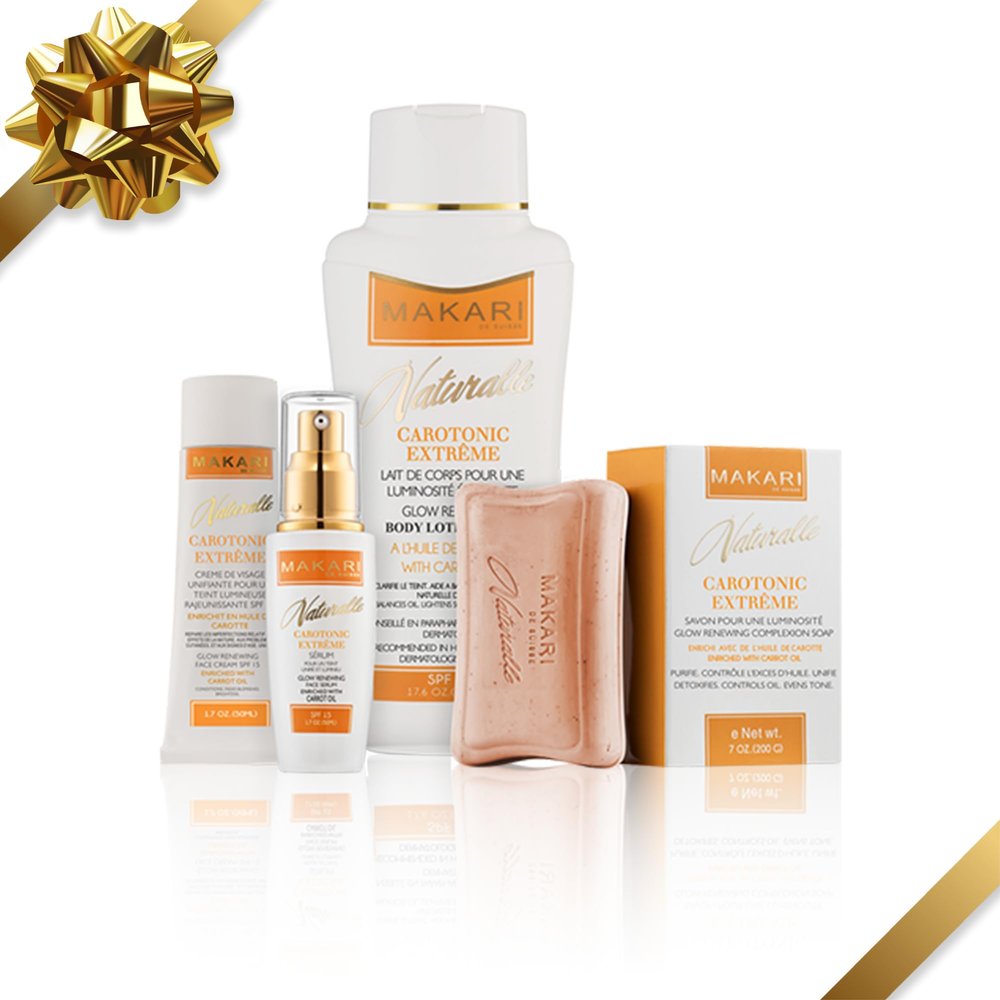 MAKARI Naturalle Carotonic Extreme 4-Piece Gift Set | Skin-Enriching Carrot Oil Collection with SPF15 | For Combination, Oily & Acne-Prone Skin | Botanical Self-Care Kit