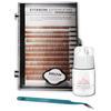 KC Republic Lash Eyebrow Extensions Kit with 1 x Trays of Mink False Eyebrows in Blonde/Light Brown Comes on Mixed Length 5-8 Mm Mix, Glue Clear & Extension Tweezers (Light Brown, Turquoise Tweezer) view 1