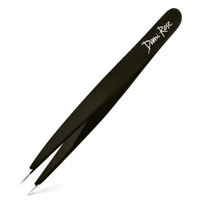 Pointed Tweezers - High Carbon Stainless Steel Fine Point Precision Tweezers for Ingrown Hair Removal - Perfectly Aligned Hand Filed Sharp Tweezer - Needle Nose Tweezers (Black)