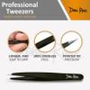 Pointed Tweezers - High Carbon Stainless Steel Fine Point Precision Tweezers for Ingrown Hair Removal - Perfectly Aligned Hand Filed Sharp Tweezer - Needle Nose Tweezers (Black) view 2