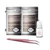 KC Republic Lash Eyebrow Extensions Kit with 2 Trays of Mink False Eyebrows in Dark Brown, Glue Clear & Extension Tweezers, Comes on Mixed Length Trays 5-8 Mm Mix (Dark Brown 2-Pack, Pink Tweezer) view 1