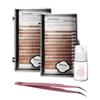 KC Republic Lash Eyebrow Extensions Kit with 2 Trays of Mink False Eyebrows in Blonde/Light Brown, Glue Clear & Extension Tweezers, Comes on Mixed Length 5-8 m Mix (Light Brown 2-Pack, Pink Tweezer) view 1