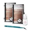 KC Republic Lash Eyebrow Extensions Kit with 2 Trays of Mink False Eyebrows in Blonde/Light Brown, Glue Clear & Tweezers, Comes on Mixed Length 5-8 mm Mix (Light Brown 2-Pack, Turquoise Tweezer) view 1