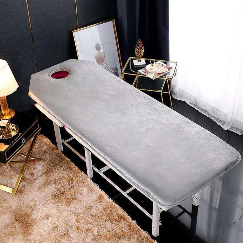 Lash Bed Topper,1.6In/2.4In Memory Foam Mattress Topper for Massage Table,Spa Bed Padding for Protector with Facial Breathing Hole&Non-Slip Straps,Massage Accessories,Gray 6cm,T 80x190cm