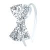 Silver Sequin Bow Headband for Girls - Boutique Style Hair Accessory with Bow Ribbon - 1 Piece view 1