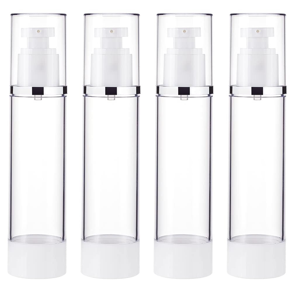 BENECREAT 4 Pack 3.4oz/100ml Airless Pump Bottles Vacuum Travel Refillable Cosmetic Bottles for Lotion Shampoo, Foundation, Essential Oil, Other Beauty Product