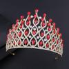 OOGHE Tiaras and Crowns for Women, Baroque Royal Queen Rhinestone Geometric Bridal Tiaras Big Crowns Crystal Pageant Diadem Bride Headband Wedding Hair Accessories (Color : Gold Red) view 1